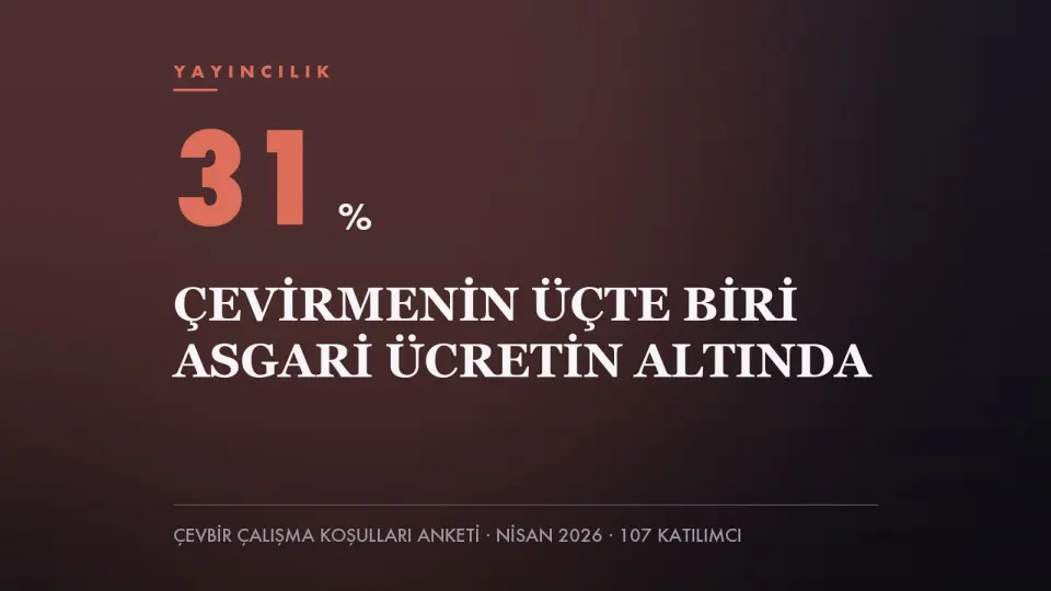 Bordo zemin üzerinde yüzde 31 rakamı ve “Çevirmenin üçte biri asgari ücretin altında” başlığını taşıyan haber kapağı