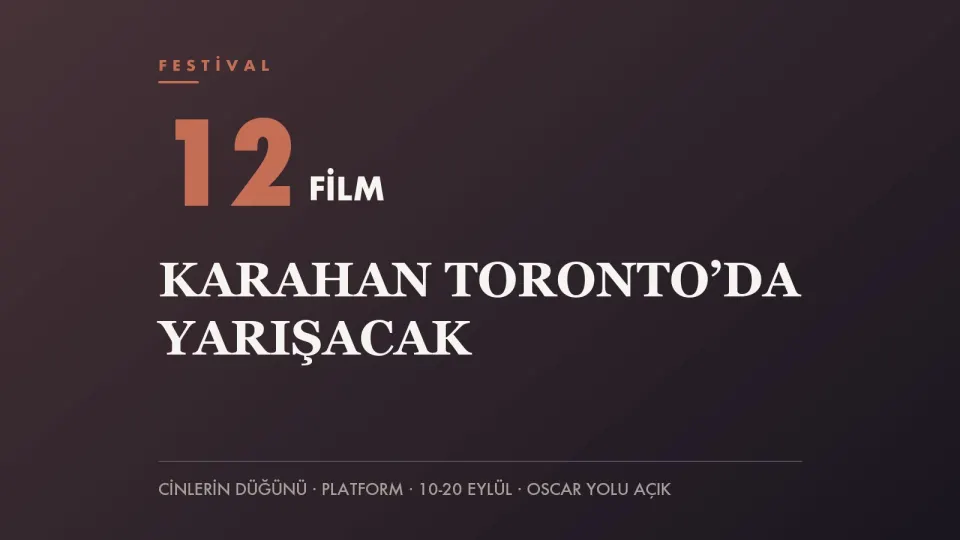 Kırmızı tonlu zemin üzerinde 12 FİLM yazısı ve “Karahan Toronto’da yarışacak” başlığını taşıyan haber kapağı