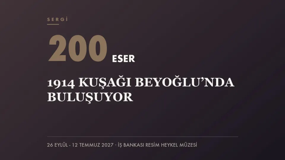 Toprak renkli zemin üzerinde 200 ESER yazısı ve “1914 Kuşağı Beyoğlu’nda buluşuyor” başlığını taşıyan haber kapağı