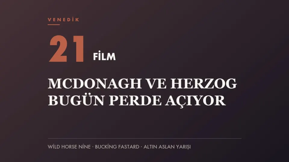 Kırmızı zemin üzerinde 21 FİLM yazısı ve “McDonagh ve Herzog bugün perde açıyor” başlığını taşıyan haber kapağı