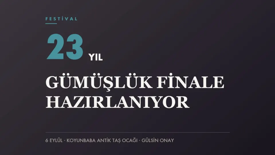 Turkuaz zemin üzerinde 23 YIL yazısı ve “Gümüşlük finale hazırlanıyor” başlığını taşıyan haber kapağı